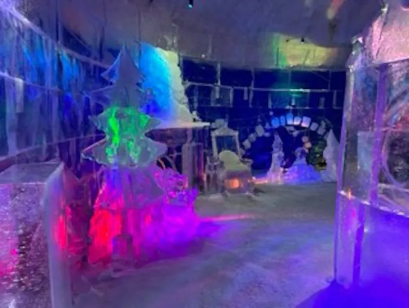 The Christmas themed room at the snow hotel 360 in Kirkenes