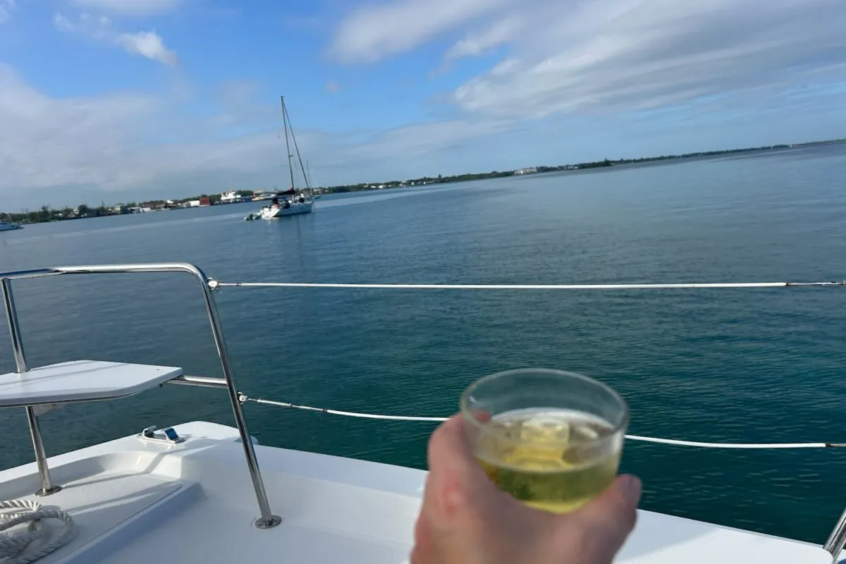 glass of champagne on a yacht