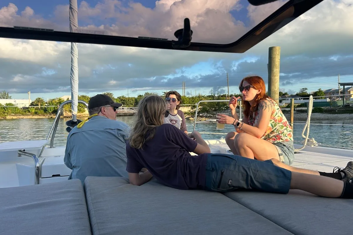 family on board a yacht