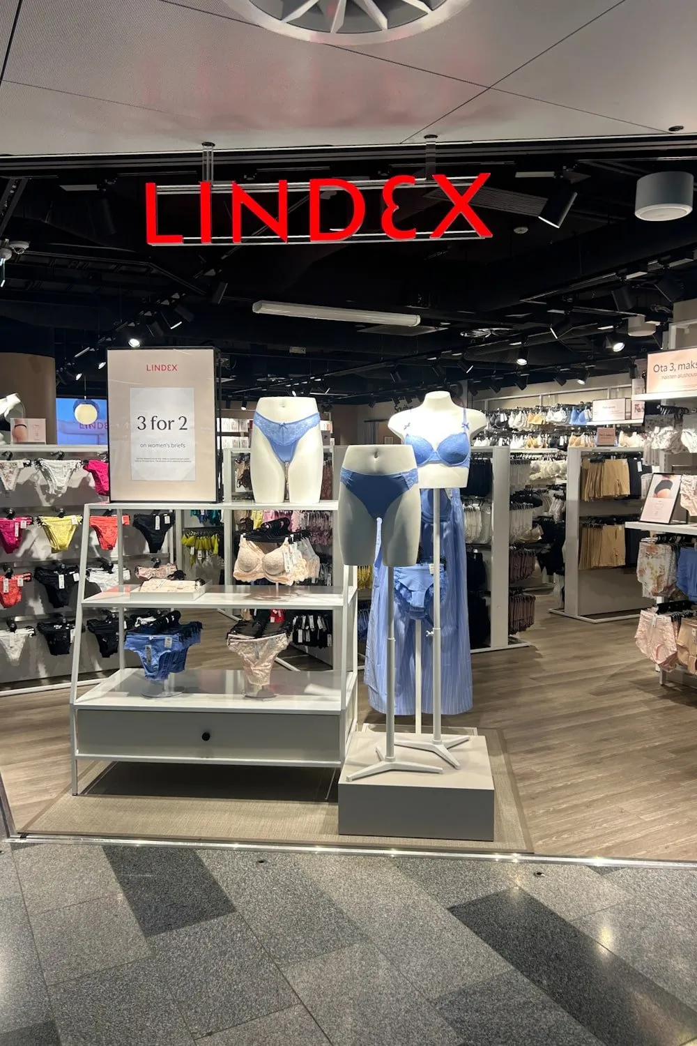 Lindex, a store with displays of women's underclothing